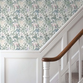 Ismoon Peel and Stick Wallpaper White and Green Stick on Wallpaper 17.3x78.7in Tropical Jungle Botanical Palm Leaf Contact Paper Removable Self Adhesive Wall Paper for Bedroom, Off White