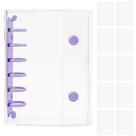 YBHWOGI Transparent Girl Sticker Book, Removable, A7 Sticker Notebook, Binder, 6 Holes, Micro 6, 10 Transparent Refills Included (Purple)