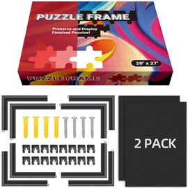 (2-Pack) Calvana 20x27 Black Puzzle Frame for Jigsaw Puzzles, 1000 Piece Puzzle Picture Frame Kit, Puzzle Display Framing Kit, Mounting & Hanging Accessories, No Glare Design, Easy Assembly