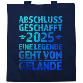 Baumwolltasche - Abi Abitur & - Abschluss 2025 geschafft | Hauptschulabschluss Realschulabschluss Berufsabschluss Fachhochschulreife Geschafft Bachelor Master - Unisize - Navy Blau - abiturgeschenke