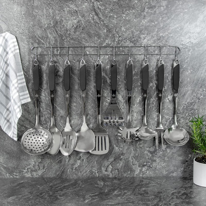 Hell's Kitchen 10 Piece Stainless Steel Utensil Set with Hanging