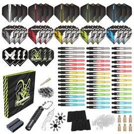 MageRabbit MageRabbit Dart FlightsDart Flights and Shafts for Steel Tip Darts and Soft Tip Darts,36 Dart Flights, 45 Dart Shafts(Plastic), Sharpener, Dart Stems Remover Tool, 50 Metal Rings