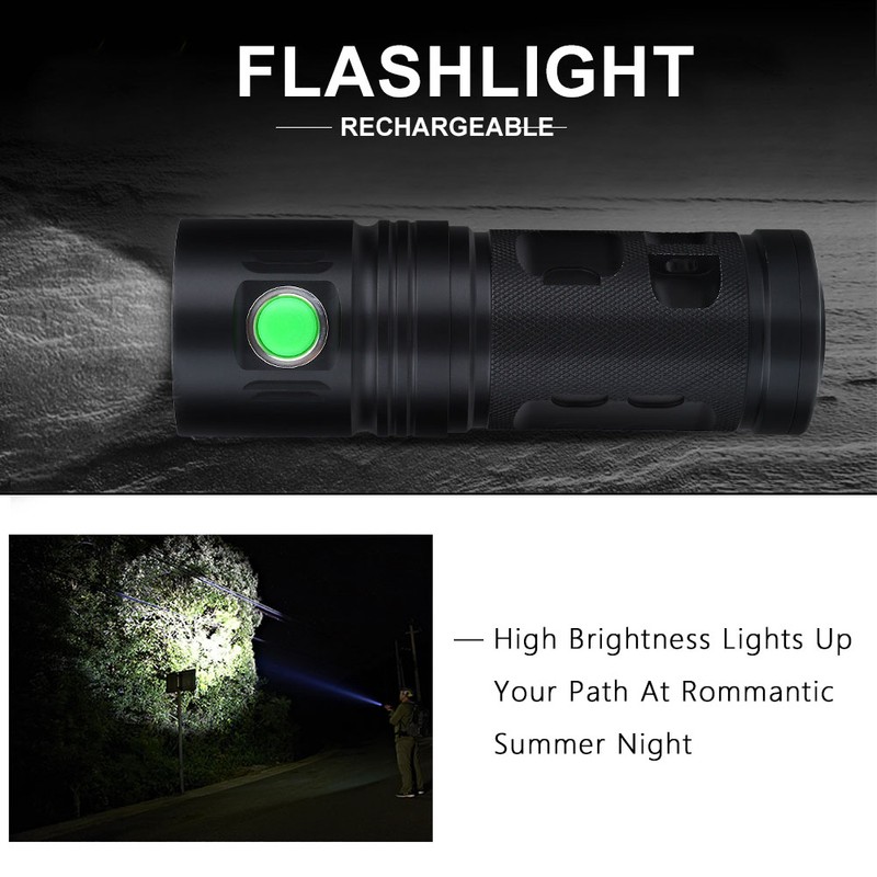 Ultra Light Portable Waterproof Rechargeable LED Flashlight Mini Torch with