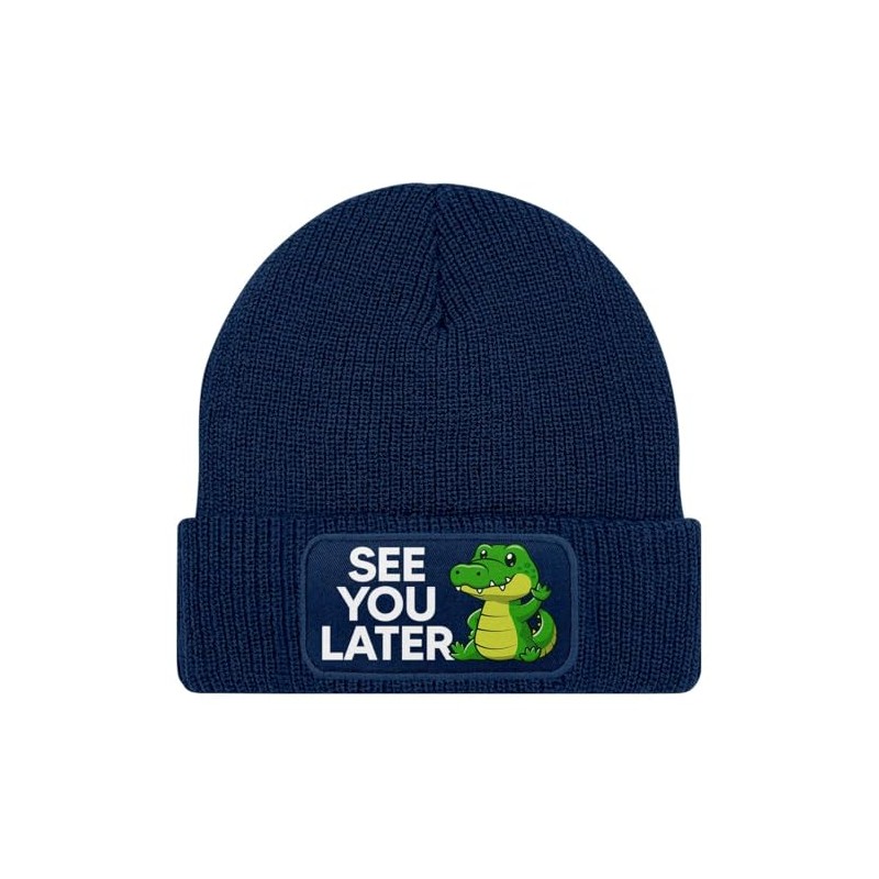 MoonWorks® Men's Beanie with Patch Knitted Hat Saying See You