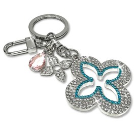 Jacqueline Kent Crystal Clover Purse Charm Keychain JKKC167 (Blue)