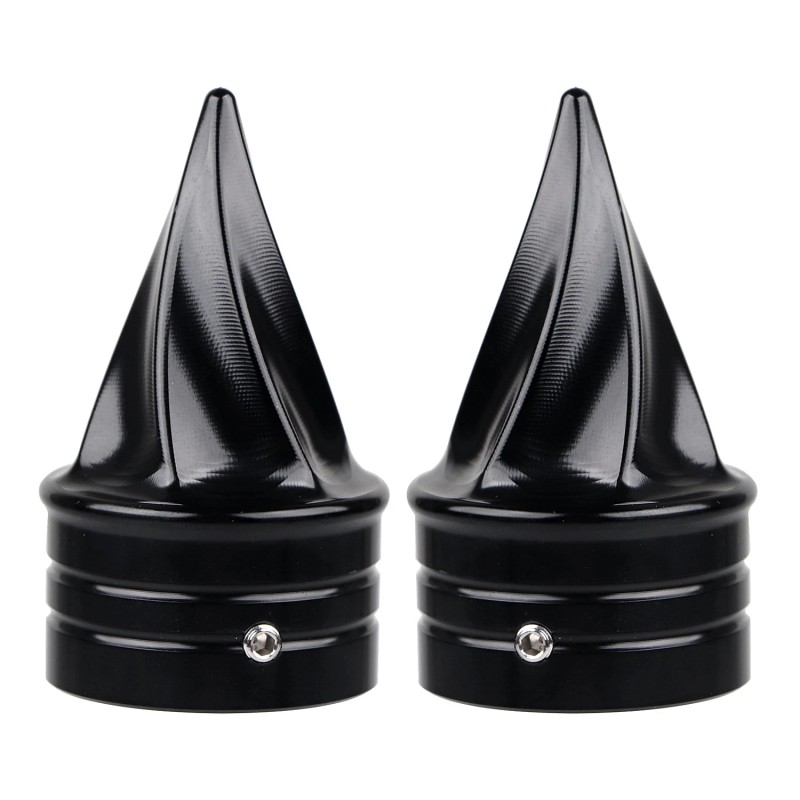 Unbranded Black Twisted Front Axle Cap Nut Covers For Harley