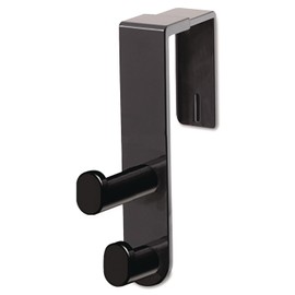 Safco 4225BL Over The Panel Double Coat Hook, Black, 1.75 X 6.5 X 7.75