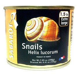 Sabarot Escargot Snails, 18 Extra Large Snails (Helix Lucorum), Imported from France, 7.05-Ounce Can