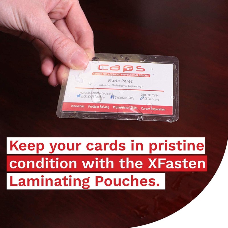 XFasten Self-Sealing Laminating Pouches Business Card Size, 9.5 Mil and