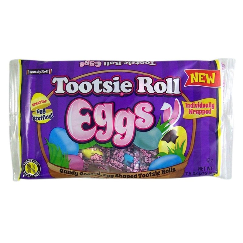 Individually Wrapped Tootsie Roll Candy Eggs, Easter Basket Stuffers, 7.5