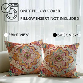 JANGYUHH Boho Cushion Cover, 40 x 40 cm, Set of 2 Vintage Cushion Covers, Pink Exotic Sofa Cushion, Velvet Cushion Cover, Abstract Decorative Cushion for Garden, Sofa, Study, Living Room, Bed