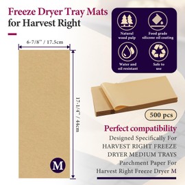 500 Packs Parchment Paper Sheets for Harvest Right Freeze Dryer - Harvest Right Freeze Dryer Accessories for Medium Trays, Parchment Sheets, Freeze Dryer Tray Mats for Harvest Right(17" x 6.8")