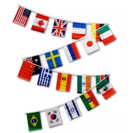 RFCO 30ft String Flag Set of 20 International World Country Flags 12x18 Pennants