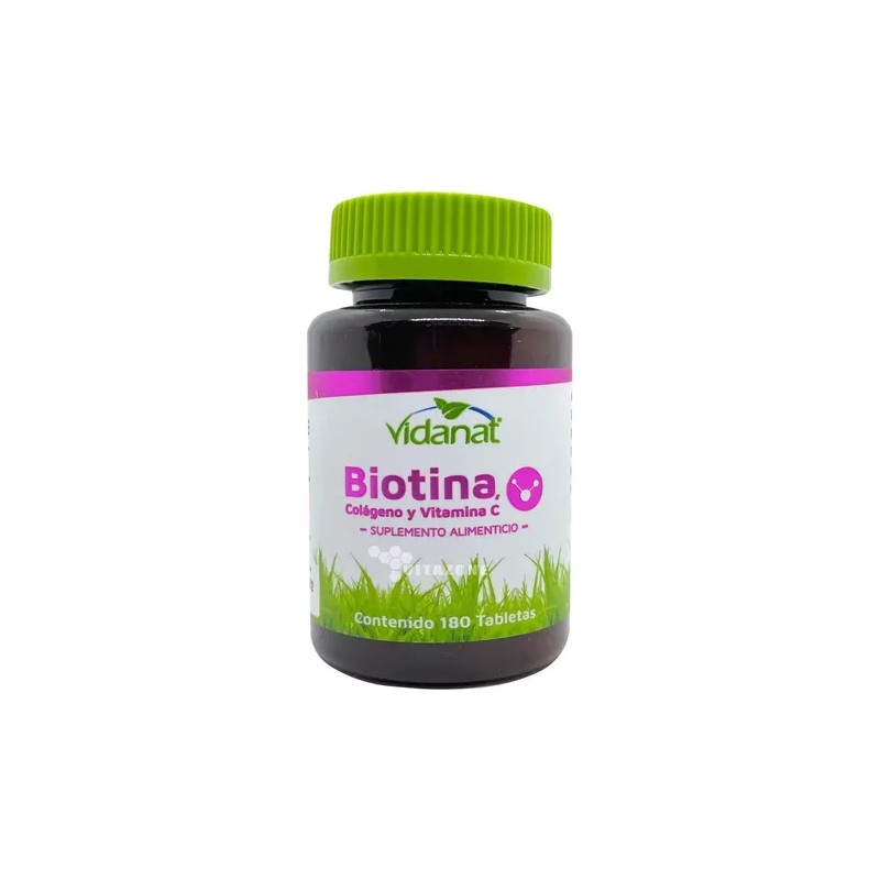 Biotina Colágeno Vitamina 180 Tabletas Vidanat Sabor