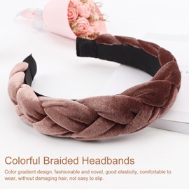 AQOKKA 2 Pcs Braided Headbands for Women Velvet Head Bands for Women's Hair Elastic Criss Cross Hair Hoop Accessories for Women Girls