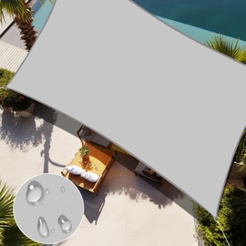 E&K Sunrise 10' x 10' Waterproof Sun Shade Sail Outdoor Rectangle Canopy Shade Cover UV Block for Pergola Patio Backyard Garden Deck (Light Gray)