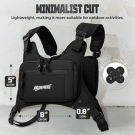 Minimalist Chest Bag For Men and Women, Chest Bag Vest For Running, Cycling. EDC Chest Pack Rig For Sports and Workouts, Black New, Small-Medium, Sprots