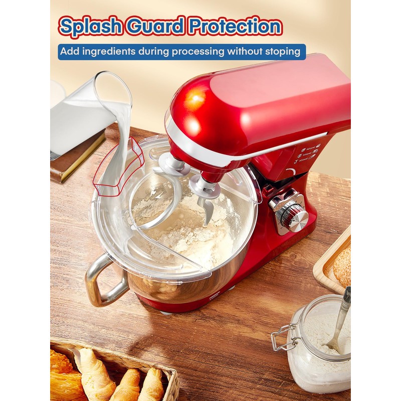 Stand Mixer Fohere, With Double Dough Hook, Wire Whip &