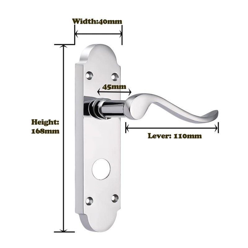 Probrico Chrome Internal Door Handle with Lock, Bathroom Door Lock,