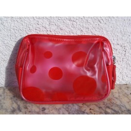 Case Women's Travel Makeup Bag Cosmetic Pouch Handbag Clear Case Coca-Cola Polka Dots