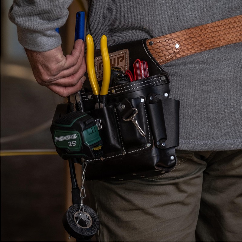 AWP Genuine Leather Premium Tool Pouch Multi-Pocket Organizer for Electricians,