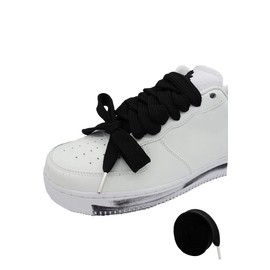 Eesu Cos Shoelaces Shoelaces, Flat Laces, Big Size, 55.1 inches (140 cm), String Width: 0.6 inches (1.5 cm), Presence, 3D Feel, Extra Thick Shoelaces, Black