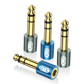 EMK 6.35mm 1/4 Male to 3.5mm 1/8 Female Stereo Headphone Adapter Audio Jack Plug Gold Plated for Home theatres, Speakers, Bass Amplifiers, Recorders, Mixers (2Pack Blue + 2Pack Gray)