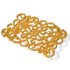 Buckle Vintage Gold Metal Belt, Vintage Fashion Jewelry by 1 pc, 3-1/8'' x 2-1/4", LT-5479