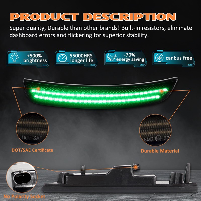 AreLokpri LED Side Marker Lights Kits for Chrysler 300 2015-2023,
