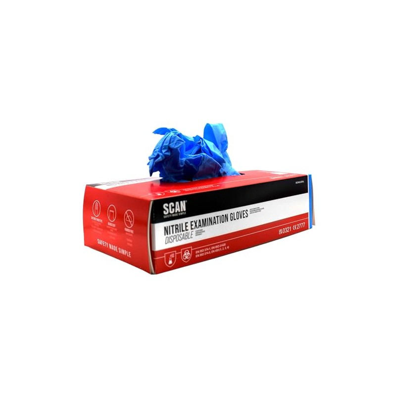 Scan Nitrile Disposable Gloves Size XL Box 100