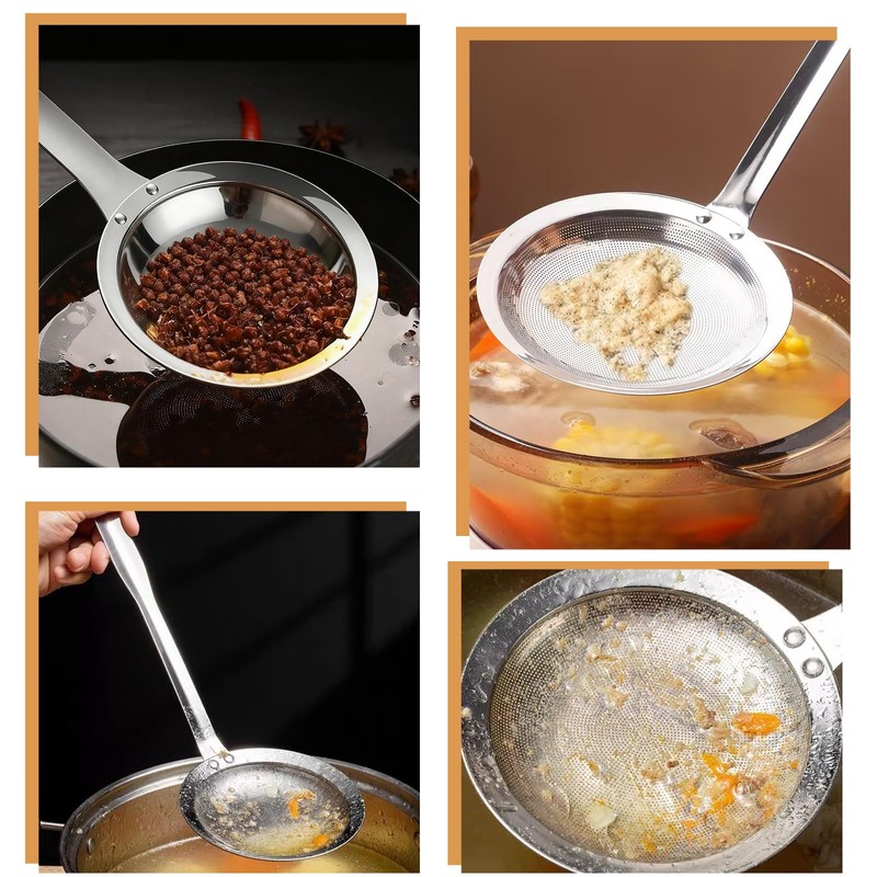 ZYEKIU Skimmer Slotted Spoon Fine Mesh Strainer Sieve Stainless Steel