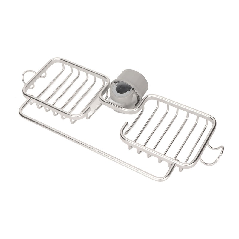 Faucet Storage Shelf Aluminum Plastic Two Containers with Towel Rod