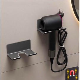 Manke Magnetic Dryer Holder Dryer Hook Aluminum Dryer Rest Wall Mounted Dryer Stand Gray