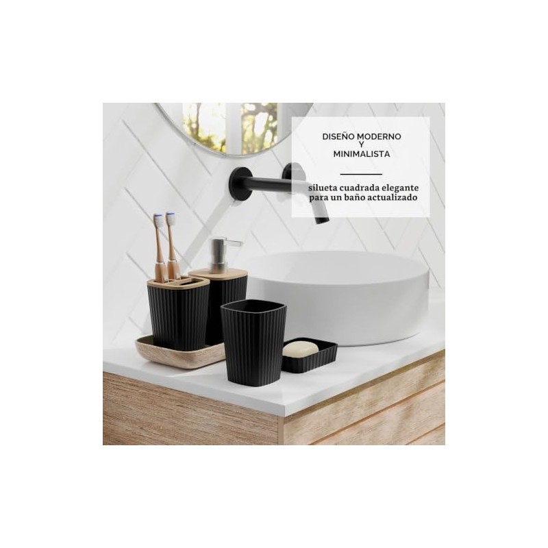 Clara Clark - Juego de Accesorios de baño Negro, Juego