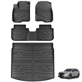 Floor Mats Cargo Liner Fit for 2023 2024 2025 Honda CRV (Include Hybrid), TPE All Weather Floor Liners with Cargo Mat (Upper Position), Front & 2nd Row & Trunk Mat for CRV (EX, LX, EX-L)