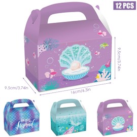 Pack of 12 Mermaid Gift Boxes Candy Paper Box Mermaid Party Boxes for Children Party Favours Birthday Wedding Accessories