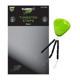 Carp On - High-Density Tungsten Stops 12 Pack - Black - 6mm - Essential Rig Making Terminal Tackle To Add Weight & Secure Hooklinks & Leaders (Medium - 6mm) [15-1806]