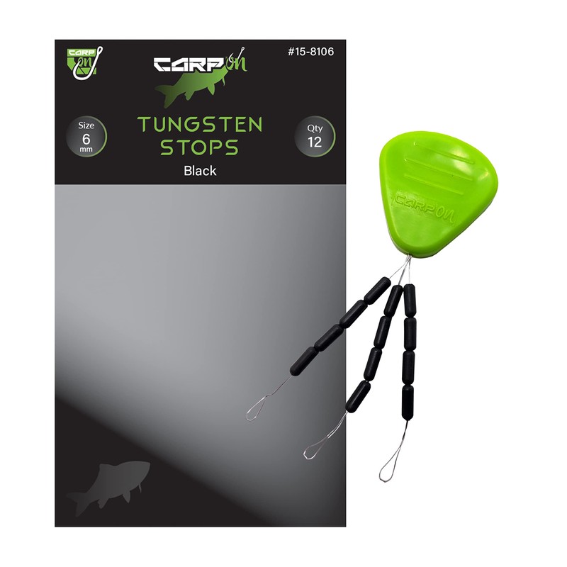 Carp On - High-Density Tungsten Stops 12 Pack - Black