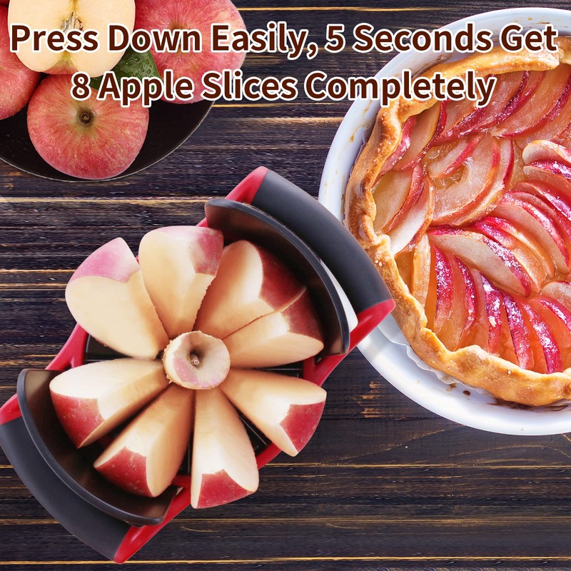 OOKUU Apple Slicer Corer, [Large Size] 8-Blade Heavy Duty Apple
