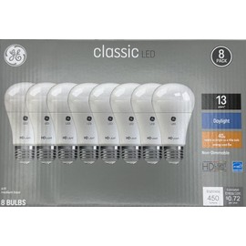 GE Classic LED Light Bulbs, 40 Watt Eqv, Daylight, A19 Standard Bulbs (8 Pack)