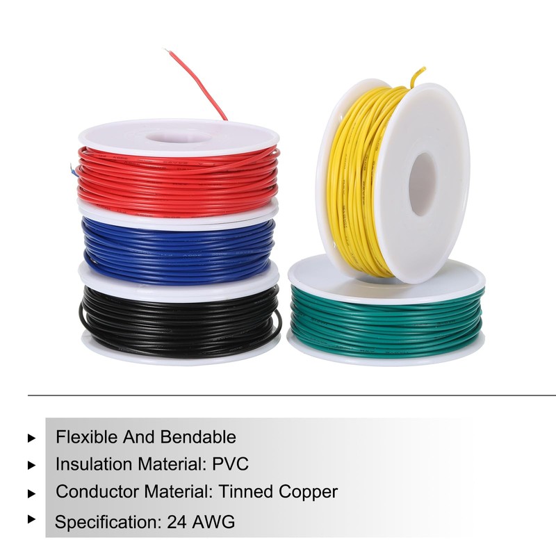 MECCANIXITY 24AWG Wire 24 Gauge Electrical Wire, PVC 1007 Stranded