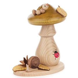 Drechslerei Kuhnert - Smoke Figurine, Smoking Mushroom, Approx. 14 cm, Made in Germany (Grünling)