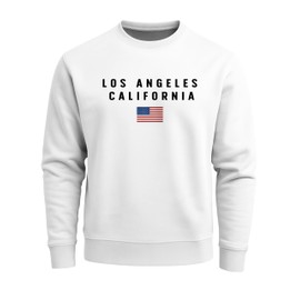 Neverless Sweatshirt Men's Printed Lettering California Los Angeles USA America Flag Crew Neck Jumper, California white, M