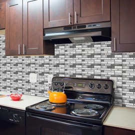 Targawerelax Retro Tile Sticker Peel and Stick, Stick On Backsplash Tiles for Kitchen Wall Tile Stickers Wallpaper Bathroom Decals Self Adhesive Vinyl, Simple Nordic Gray Brick Stone