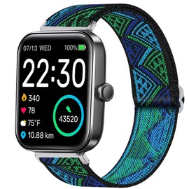 Lamshaw Stretch Elastics Nylon Adjustable Replacement Strap Accessories Compatible for SKG V7 Smart Watch/TOZO S2 44mm Watch/Boean ID207 Watch/GGZZ ID207 1.69"/Dirrelo Smart Watches ID207/Fitpolo