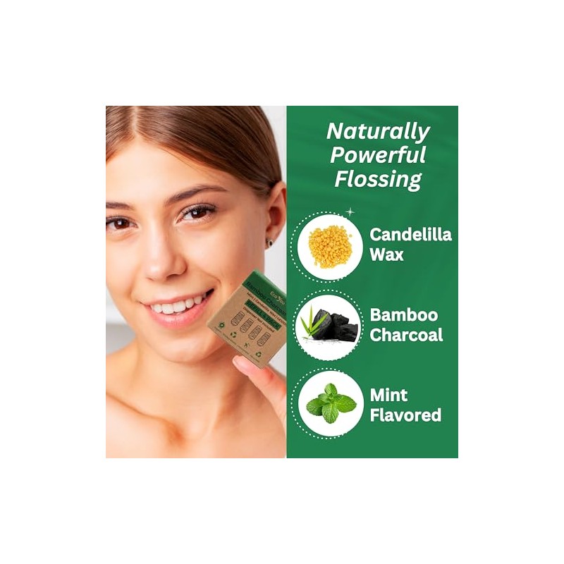 EcoYou Hilo dental de bambú con carbón 2 recambios de