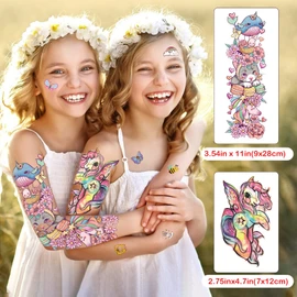 52 Sheets Kids Full Arm Temporary Tattoo, Fake Arm Tattoos Planet Astronaut Spaceship Rocket Dolphin Car Dinosaur Tattoo for Boy, Unicorn Castle Bunny Butterfly Cat Long lasting Tiny Tattoos for Girl