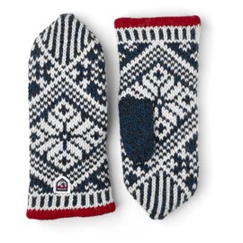Hestra Unisex Nordic Wool Mitt Insulated Mittens for Cold Weather & Everyday Wear - Medium Blue/Offwhite - 6