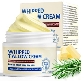 Beef Tallow for skin, Beef Tallow Skincare Cream, 100% Organic Grass Fed Beef Tallow for Skin Care, Natural Handmade Lotion Whipped Beef Tallow Moisturizer for Face & Body Sensitive Skin