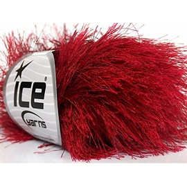 Dark Red Long Eyelash Yarn Ice Luxurious Fun Fur 50gr 38yds